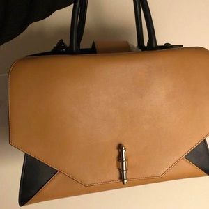 Givenchy Tan and Black Leather Top-Handle Tote